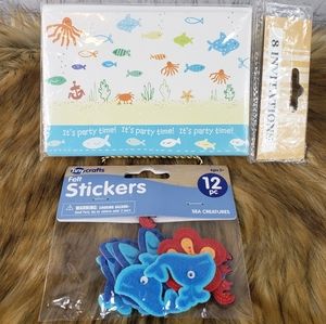 Seaside Beach Party Invitations/ Felt Sticker Set